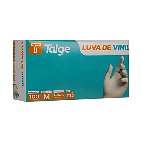 Luva Descartável Vinil Sem Pó Talge Tamanho M 1000 Unidades