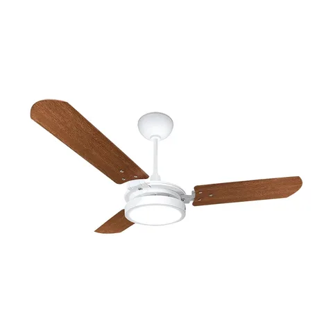 Ventilador de Teto Ventex Valen LED com 3 Pás de MDF Mogno Estrutura Branco 1.1m de Diâmetro