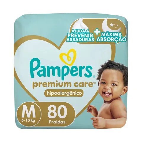 Fralda Pampers Premium Care Tamanho M 80 Unidades