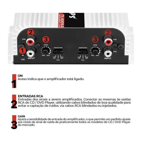 Modulo Taramps 400 Rms Ts-400 Ts400x4 T400 4 Canais V6