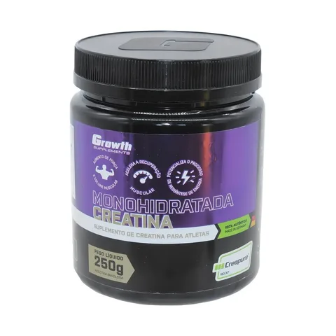 Creatina Creapure Growth 250g Aumento Força Volume Muscular Sabor Natural