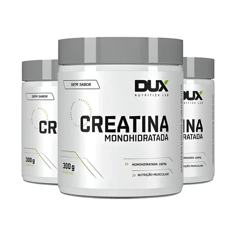 Kit 3x Creatina Monohidratada 100% Pura 300g - Dux Nutrition Sabor Without Flavor