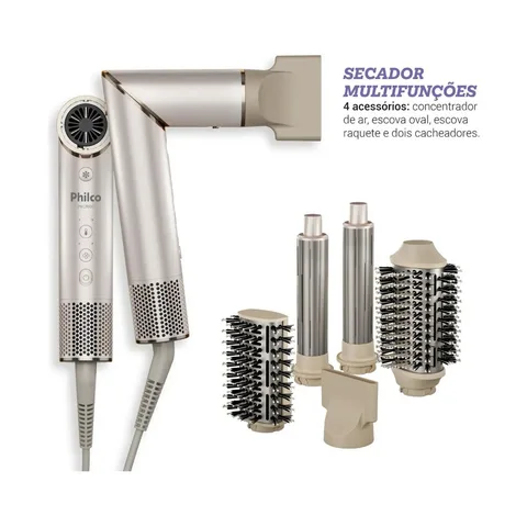 Secador De Cabelos Philco psc3500 4 Em 1 dobrável motor bldc Prateado
