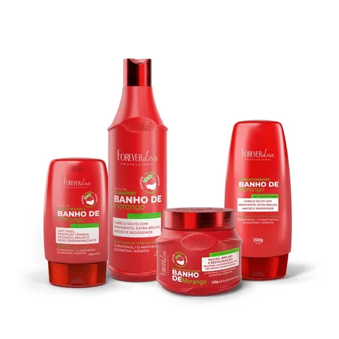 Kit Banho de Verniz Morango Completo Forever Liss