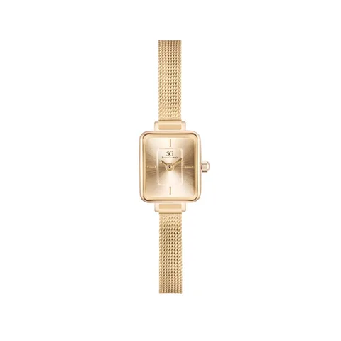 Relógio Feminino Saint Germain Quadrado Dourado Square Mini Chelsea Full Gold