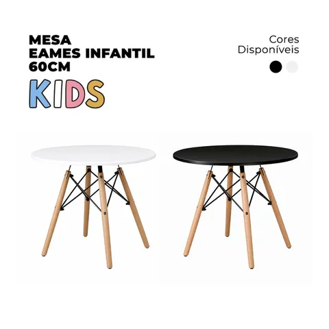 Mesa Infantil Eames 60cm Redonda para Quarto e Brinquedoteca Seat&Co