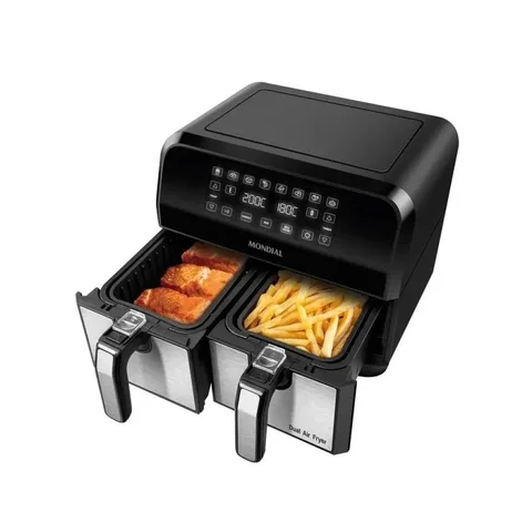 Fritadeira Dupla Air Fryer Dual Duplo AFD-01 8L Mondial Preto 220V