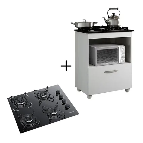 KIT BALCÃO COOKTOP ITATIAIA COM 1 PORTA E FOGÃO COOKTOP 4 BOCAS