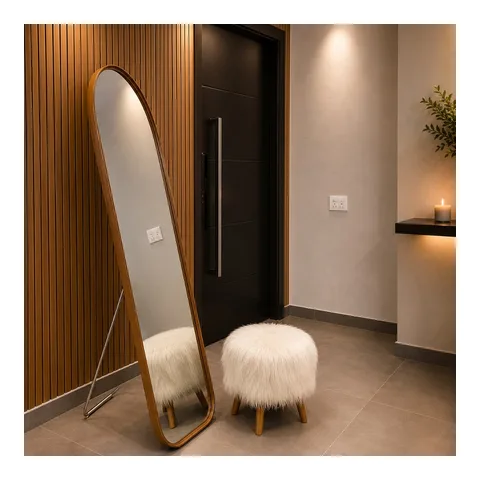 Espelho Base Reta 150x60cm 170x70cm Corpo Inteiro Com Suporte de Chão Moldura Alumínio Salão Quarto Sala Decorativo