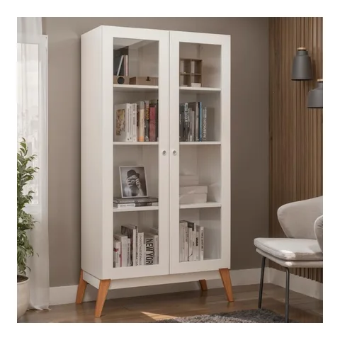 Estante Livros Genialflex Jamaica 2 Portas de Vidro Branco