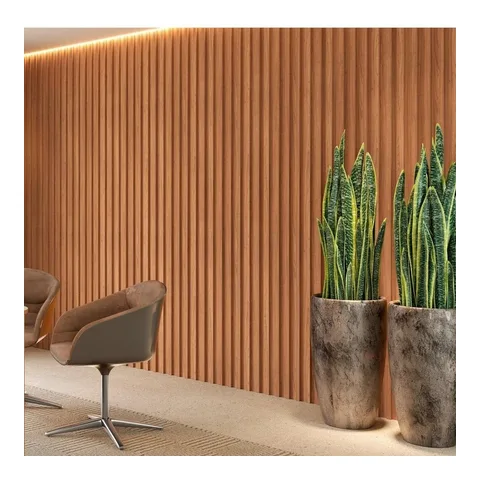 Painel Ripado em Placa 100% MDF 134x250cm (3,35m²) Marrom/Freijó/Madeirado Pradel Móveis Freijó/Madeirado