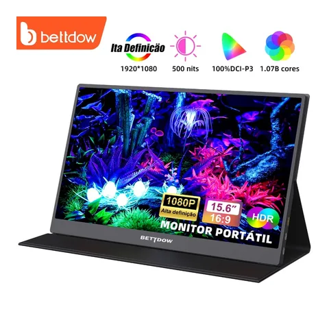 BETTDOW Monitor Portátil para laptop 15.6 ''1920*1080p 4k fhd ips monitor portátil para ipad/pc/mac/telefone/switch/ps4