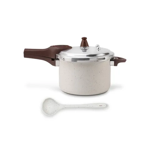 Panela de Pressão Indução Brinox Antiaderente Ceramic Life Pressure 4,2L + Concha Vanilla