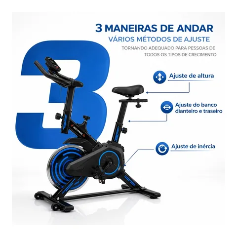 Bicicleta Bike Ergometrica Spinning Academia Fitness Profissional 120kg Roda Inércia 4Kg 13kg